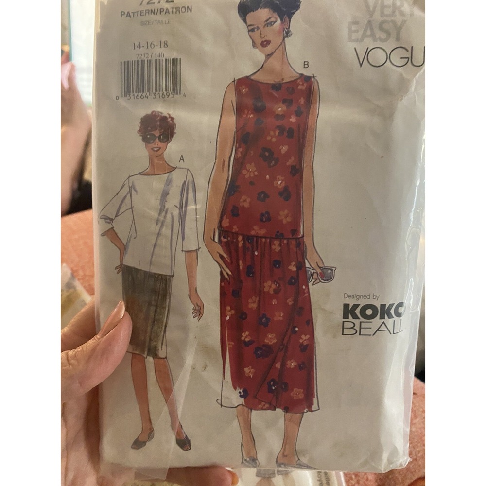 Vintage Vogue 7272 Koko Beall Dress Sewing Pattern Size 14-16 Cut Complete
